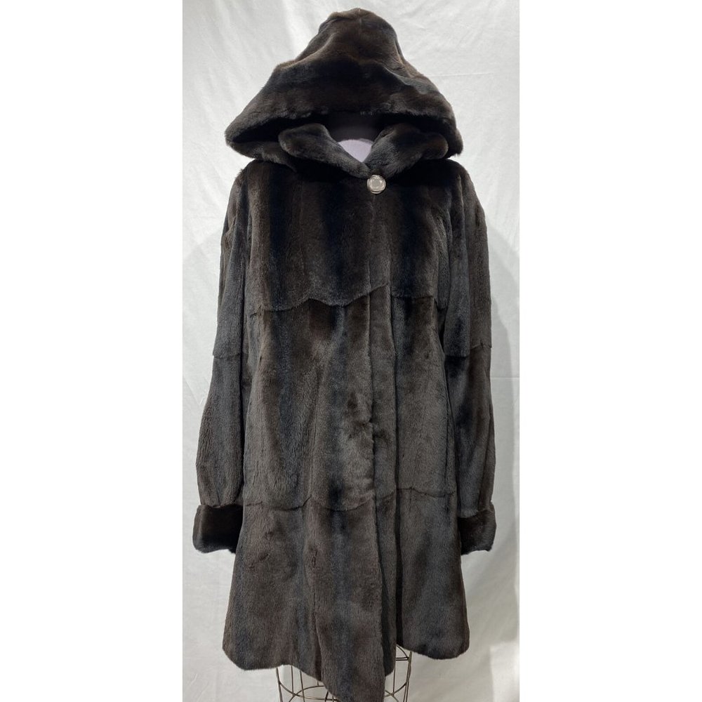 sheared mink plucked stroller brown reversible to rainwear (477)